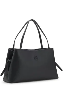 Grained faux-leather tote bag with Double B monogram