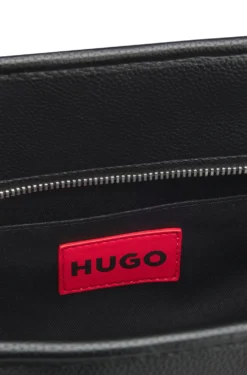 Grained faux-leather tote bag with stacked-logo trim