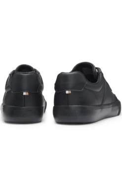 Grained faux-leather trainers with genuine leather trims