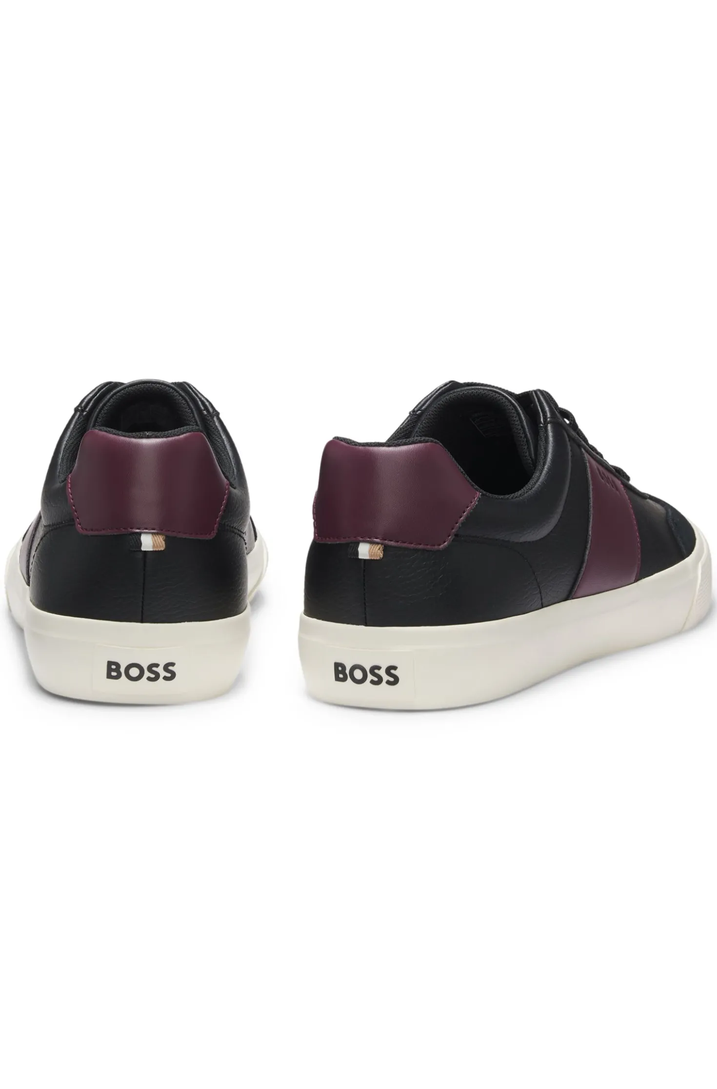 Grained faux-leather trainers with leather trims