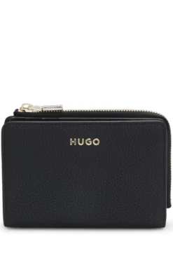 Grained faux-leather wallet with logo lettering