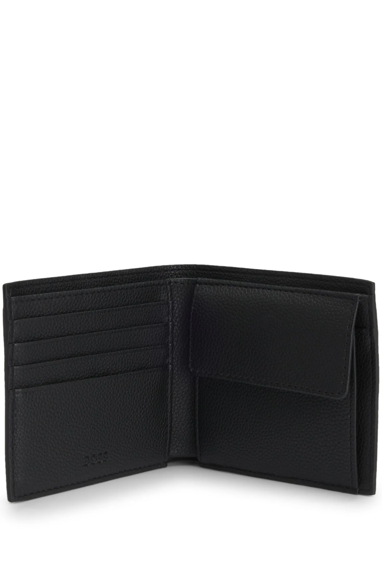 Grained faux-leather wallet with signature-stripe trim