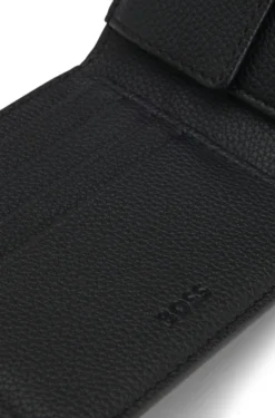 Grained faux-leather wallet with signature-stripe trim