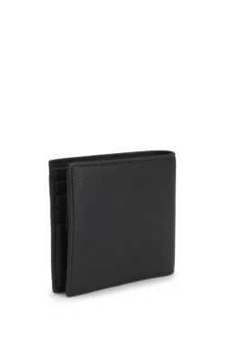 Grained faux-leather wallet with signature-stripe trim