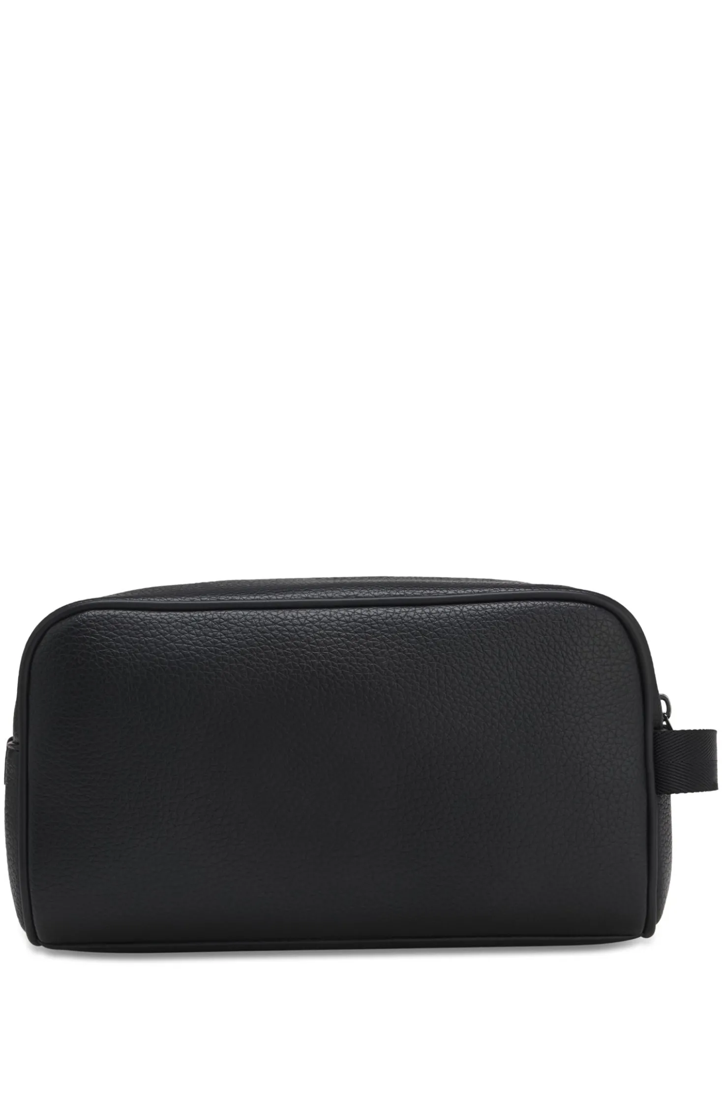 Grained faux-leather washbag with logo lettering