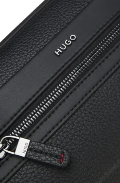 Grained faux-leather washbag with logo lettering