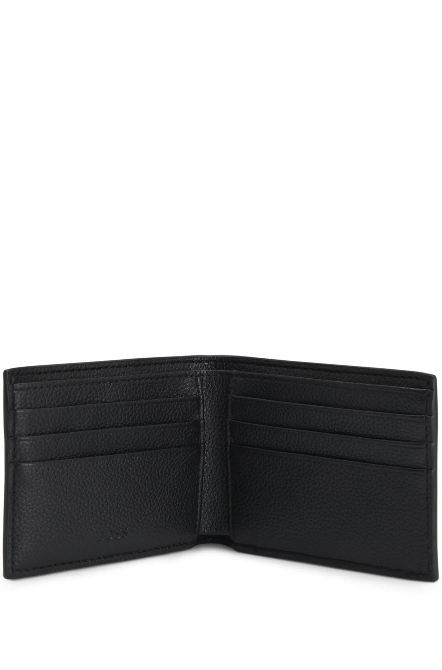 Grained folding wallet with signature-stripe trim