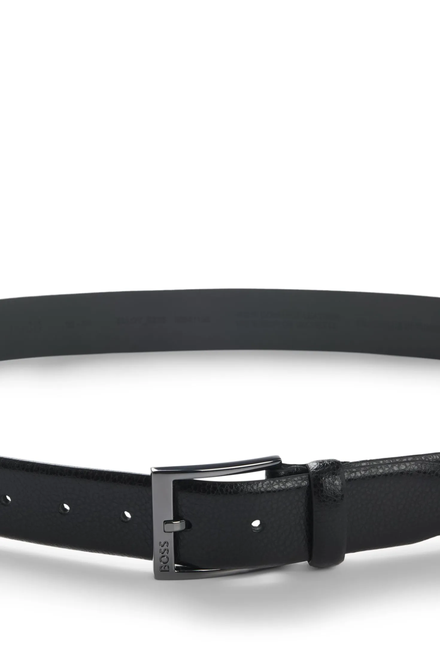 Grained Italian-leather belt with gunmetal pin buckle