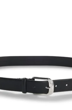 Grained Italian-leather belt with polished pin buckle