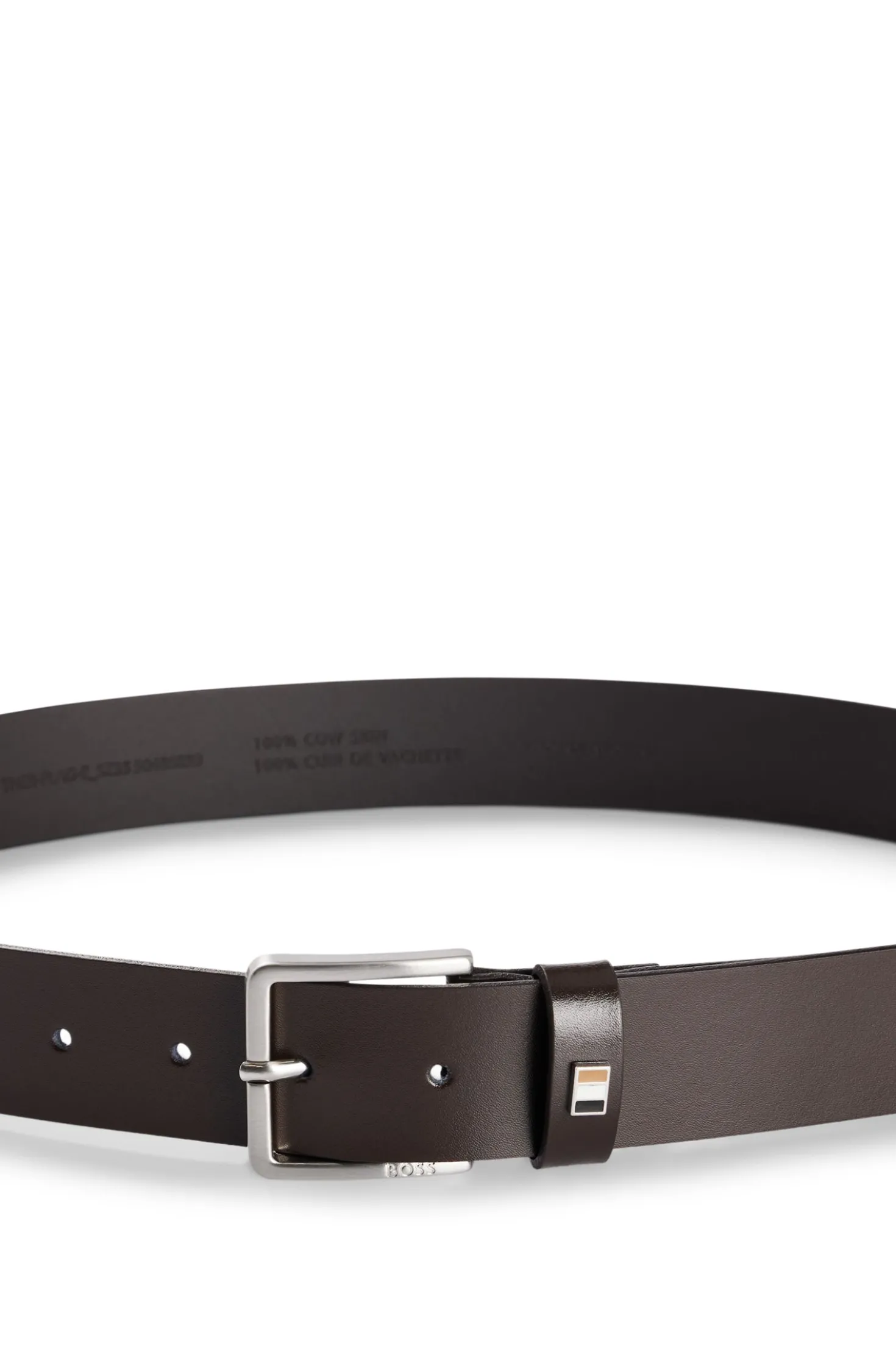 Grained-leather belt with red stitching