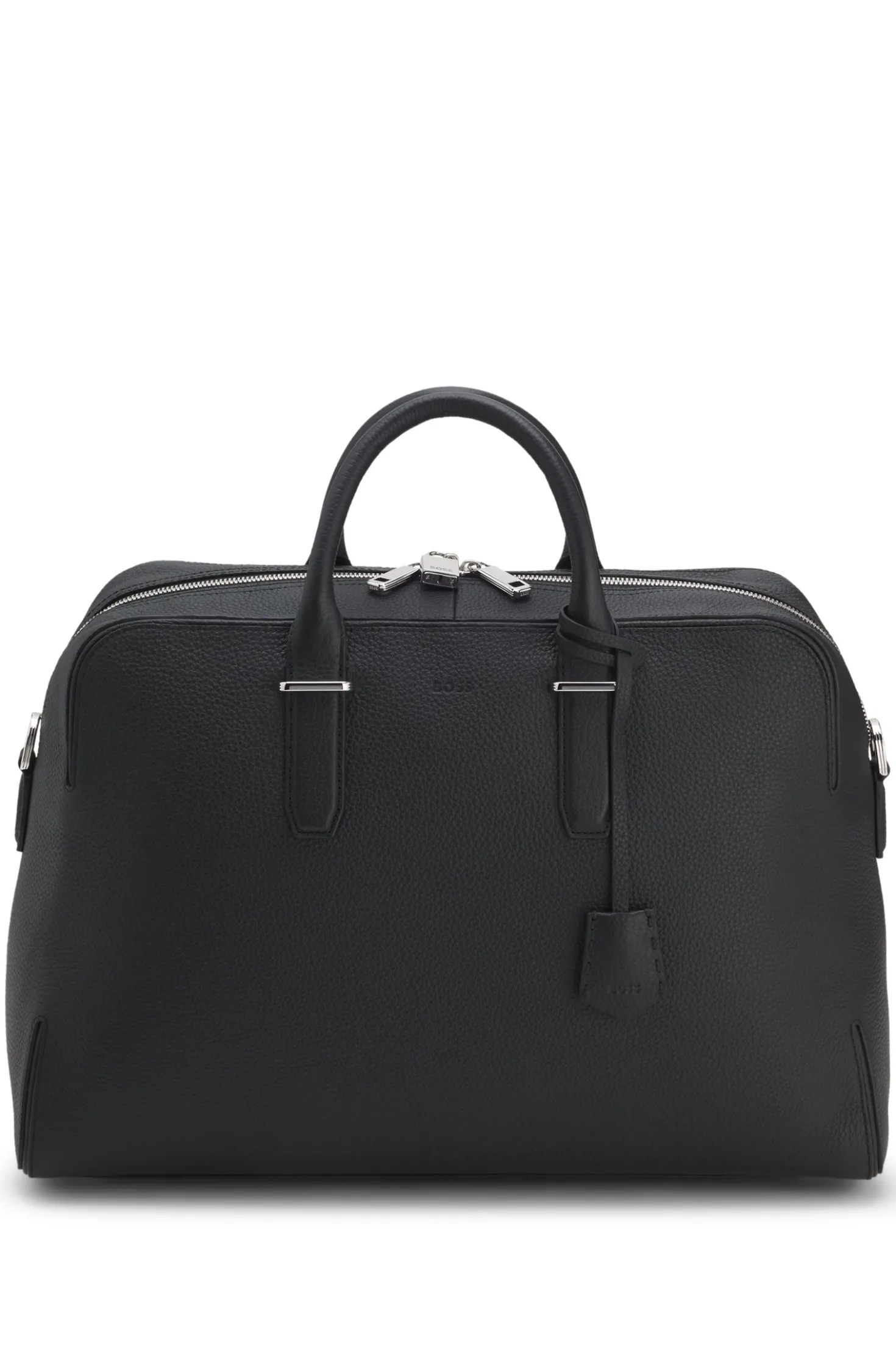 Grained-leather holdall with embossed logo