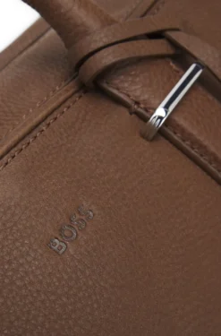 Grained-leather holdall with embossed logo