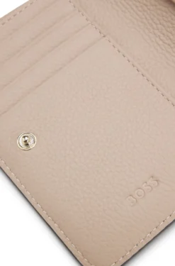 Grained-leather wallet with metallic logo lettering