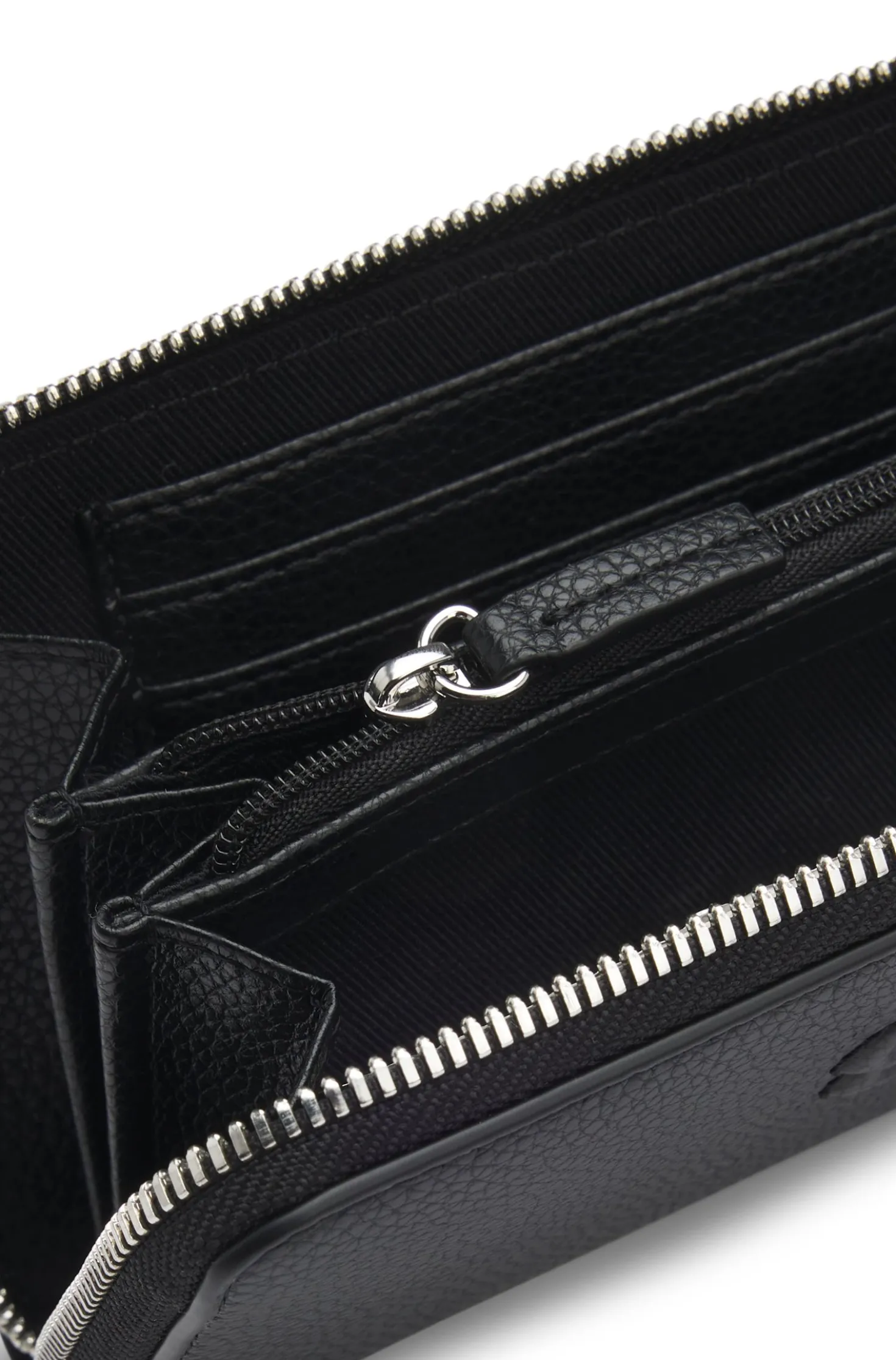 Grained ziparound wallet with Double B monogram