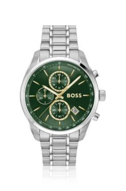 GRAND PRIX 44 Green-dial watch with steel bracelet