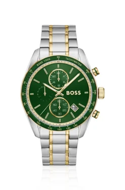 Grand Prix Vitesse two-tone watch with green dial