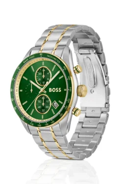 Grand Prix Vitesse two-tone watch with green dial