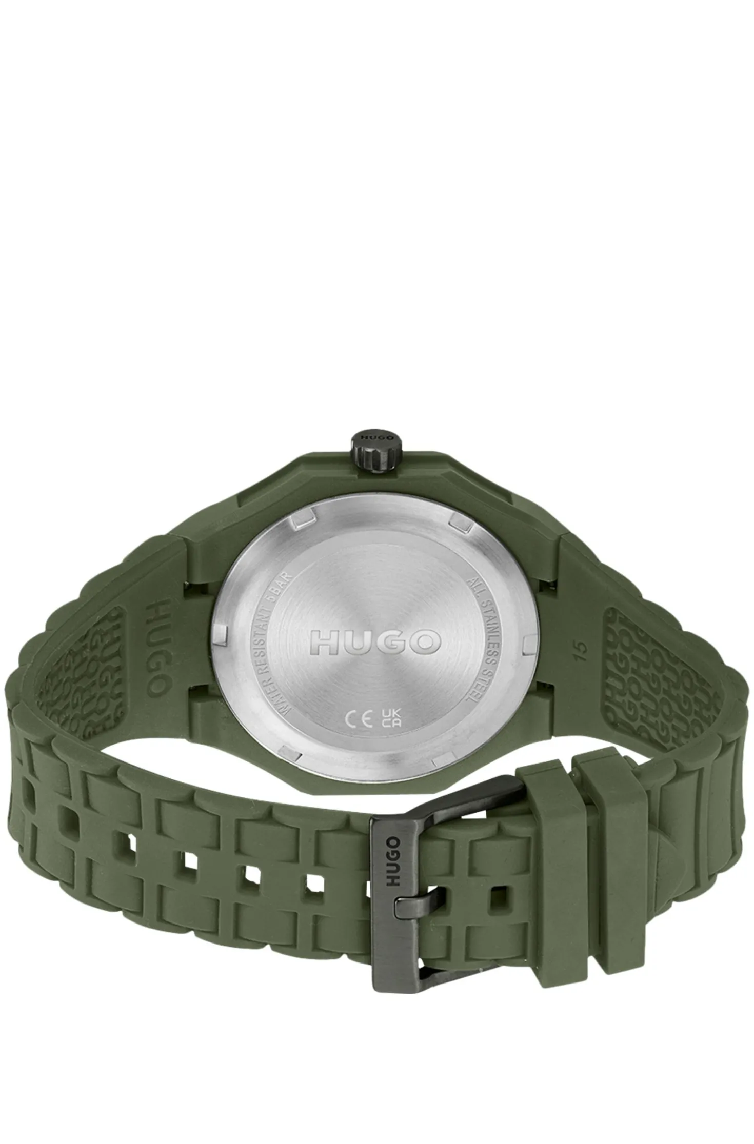Green watch with tonal silicone strap