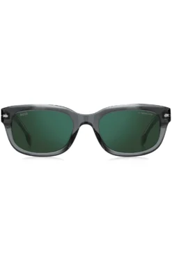 Grey-acetate sunglasses with green lenses