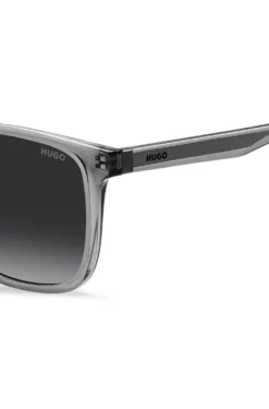 Grey-acetate sunglasses with silver-tone core wire