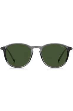 Grey-acetate sunglasses with tubular metal temples