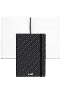 Grey A5 notebook with monogram pattern