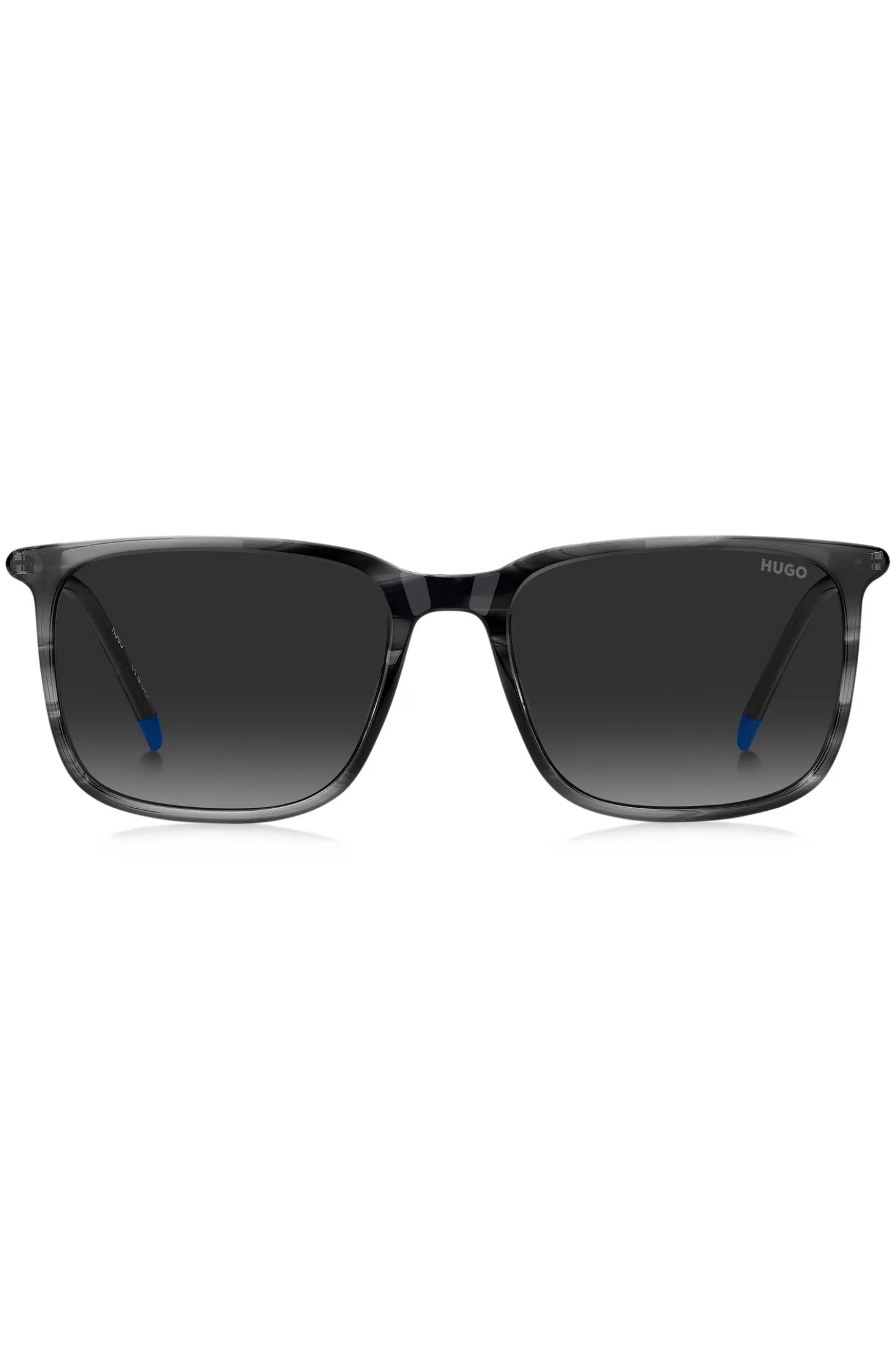 Grey sunglasses in patterned acetate with tubular metal temples