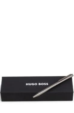 Gunmetal ballpoint pen with engraved pattern