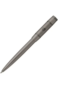 Gunmetal diamond-cut ballpoint pen with Double B trim
