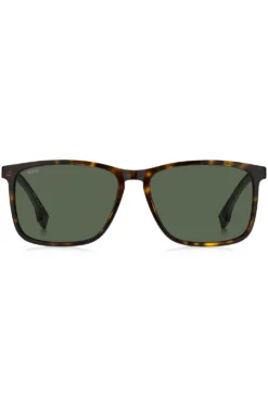 Havana-acetate sunglasses with rubber temples