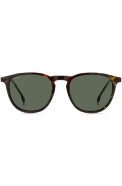 Havana-acetate sunglasses with steel temples
