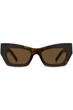 Havana-acetate sunglasses with signature hardware