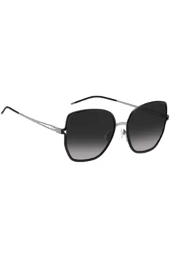 Havana-frame sunglasses with forked temples and branded chain