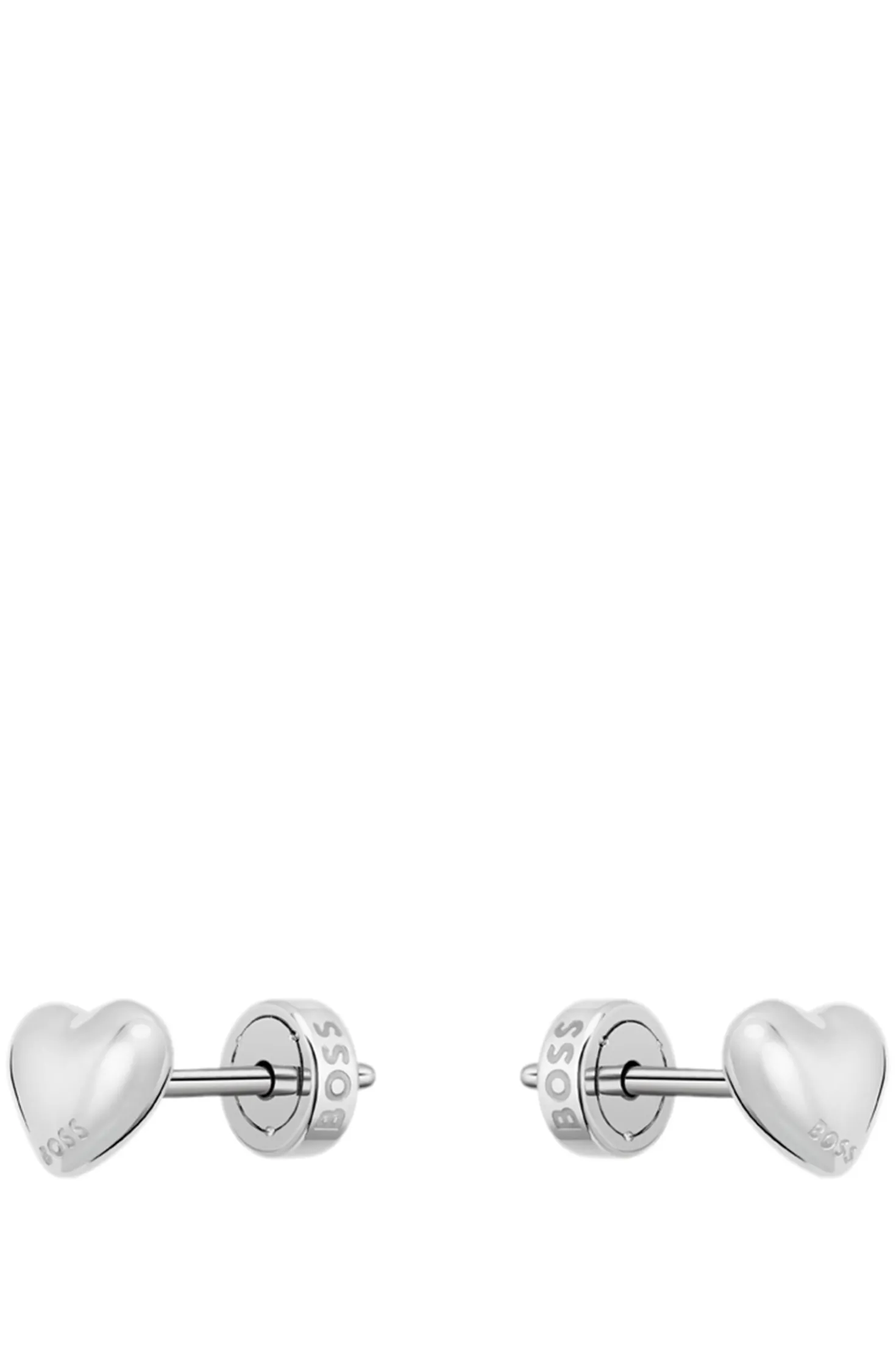 Heart-shaped stud earrings in stainless steel