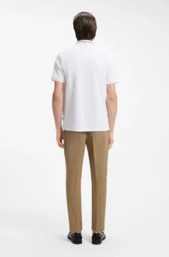 Henley-neck polo shirt in cotton piqué