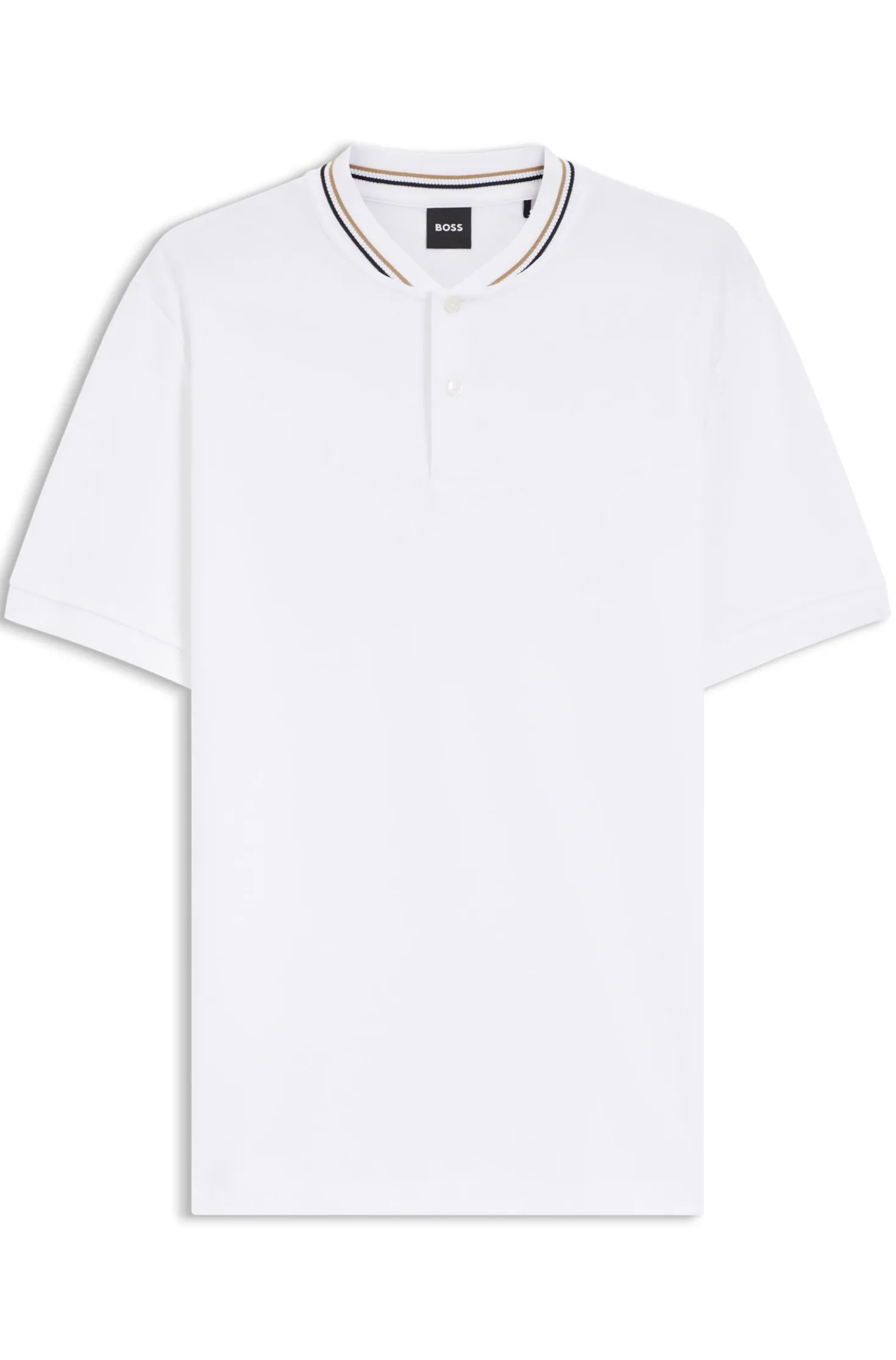 Henley-neck polo shirt in cotton piqué