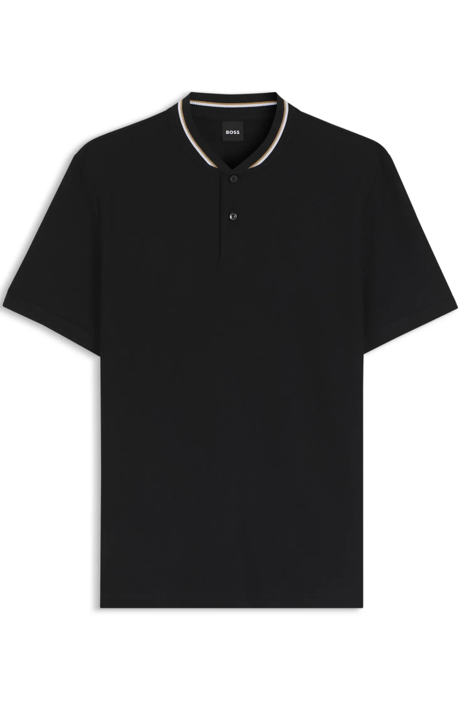 Henley-neck polo shirt in cotton piqué