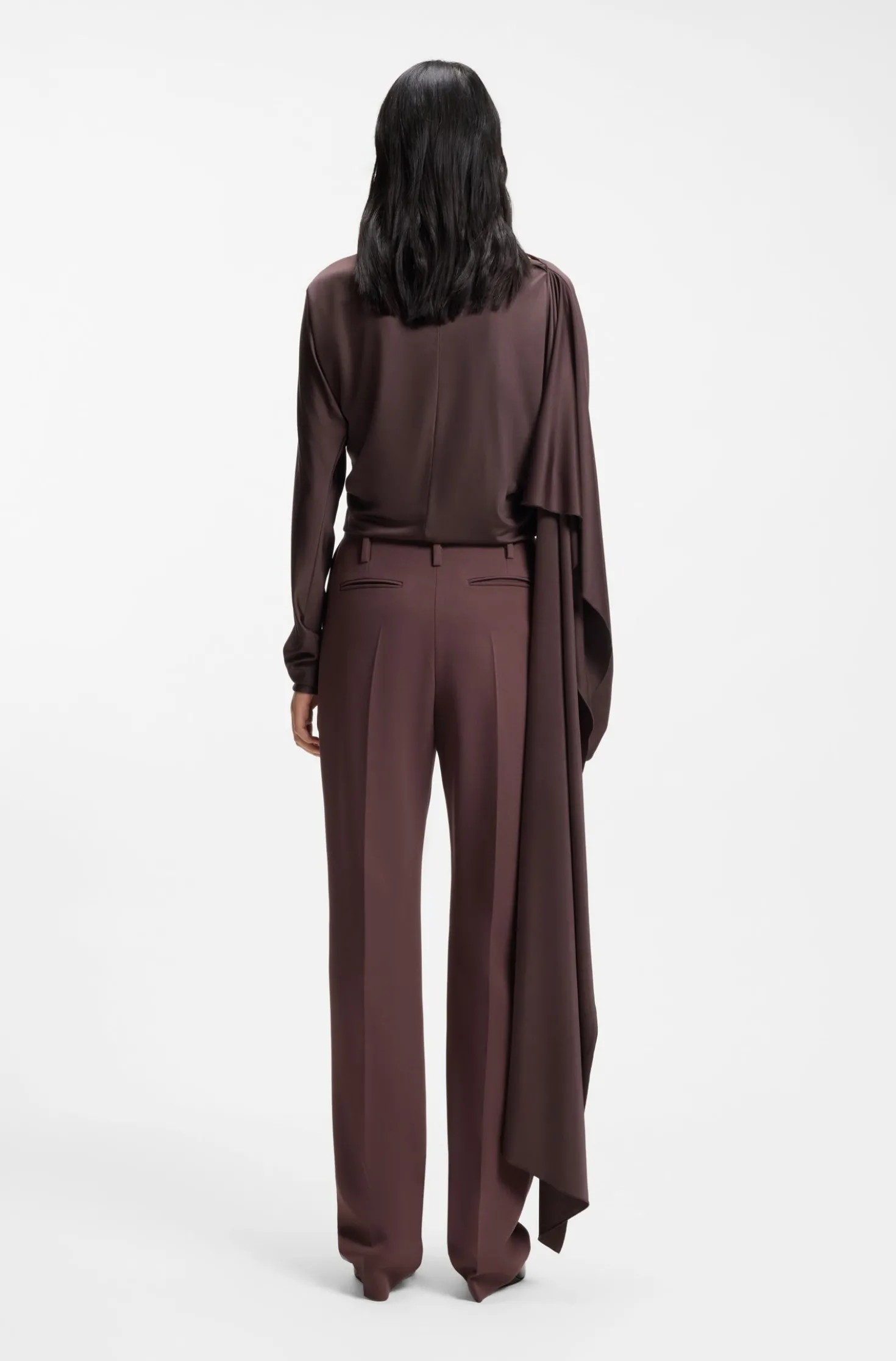 High-rise cigarette trousers in a virgin-wool blend