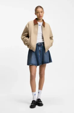 High-waisted mini skirt in blue denim