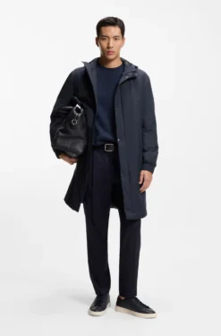 Hooded coat in water-repellent fabric with padding