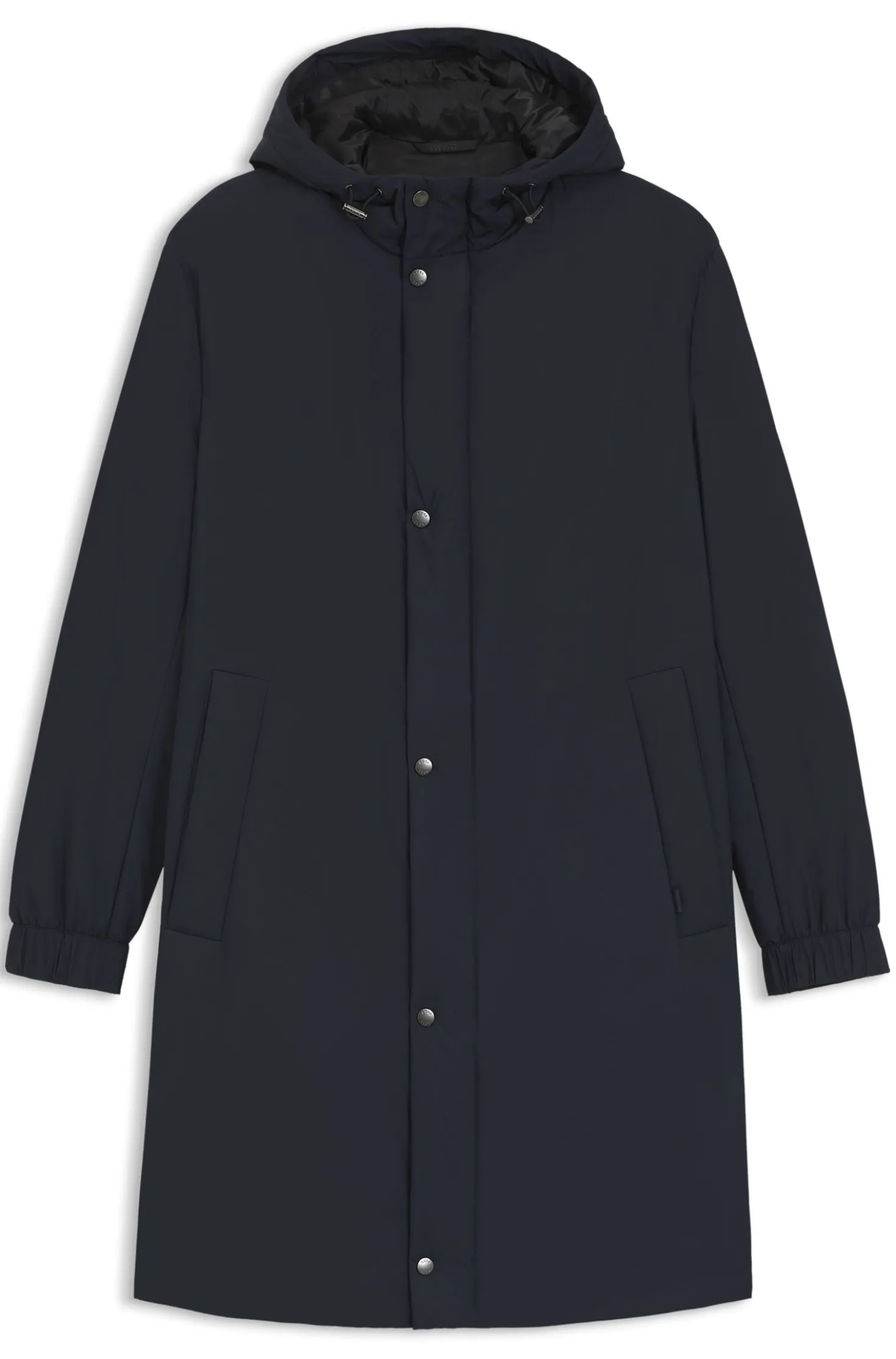 Hooded coat in water-repellent fabric with padding