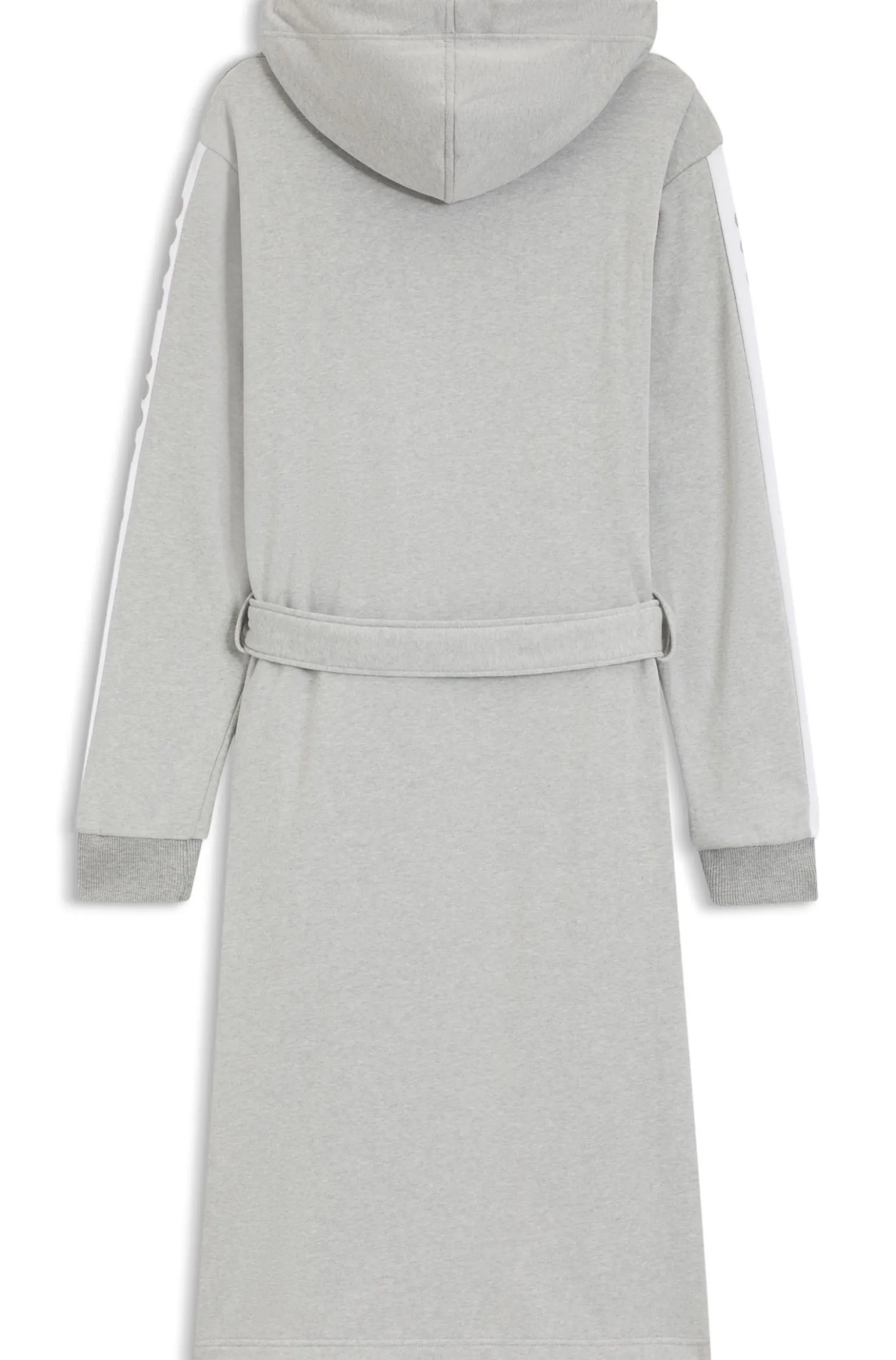 Hooded grey dressing gown with logo-print sleeves