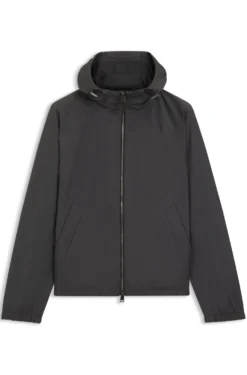 Hooded windbreaker in virgin wool