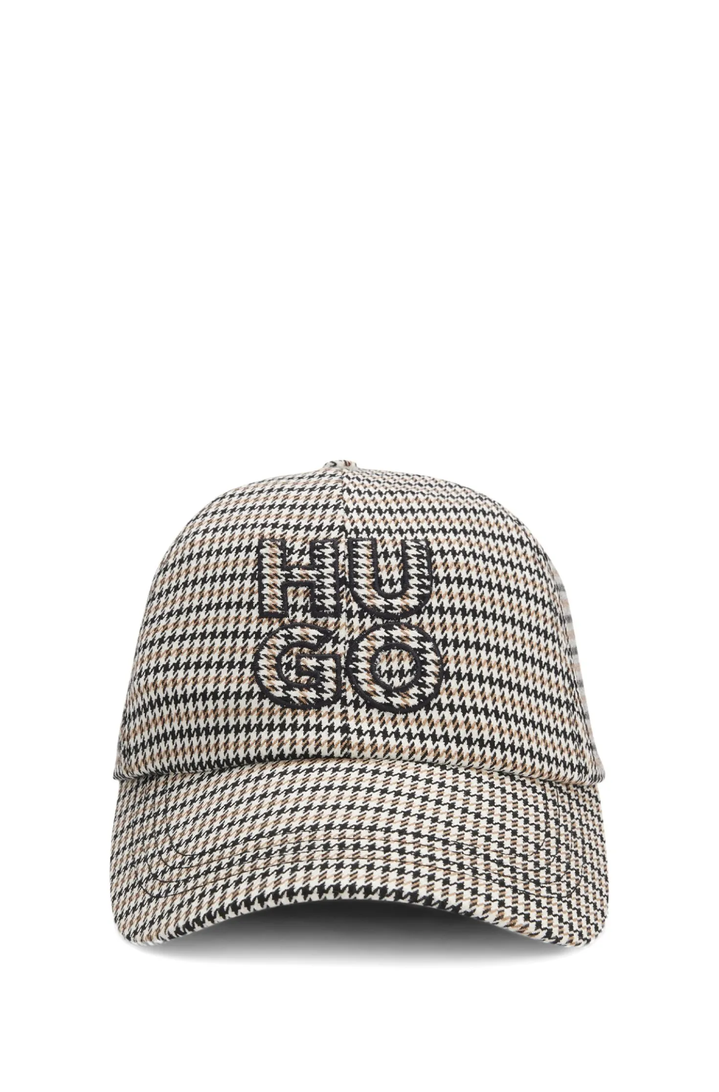 Houndstooth cap with stacked logo