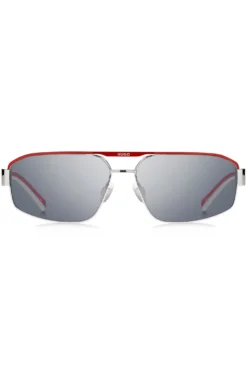 HUGO Eyewear Wrap-style sunglasses in white and red