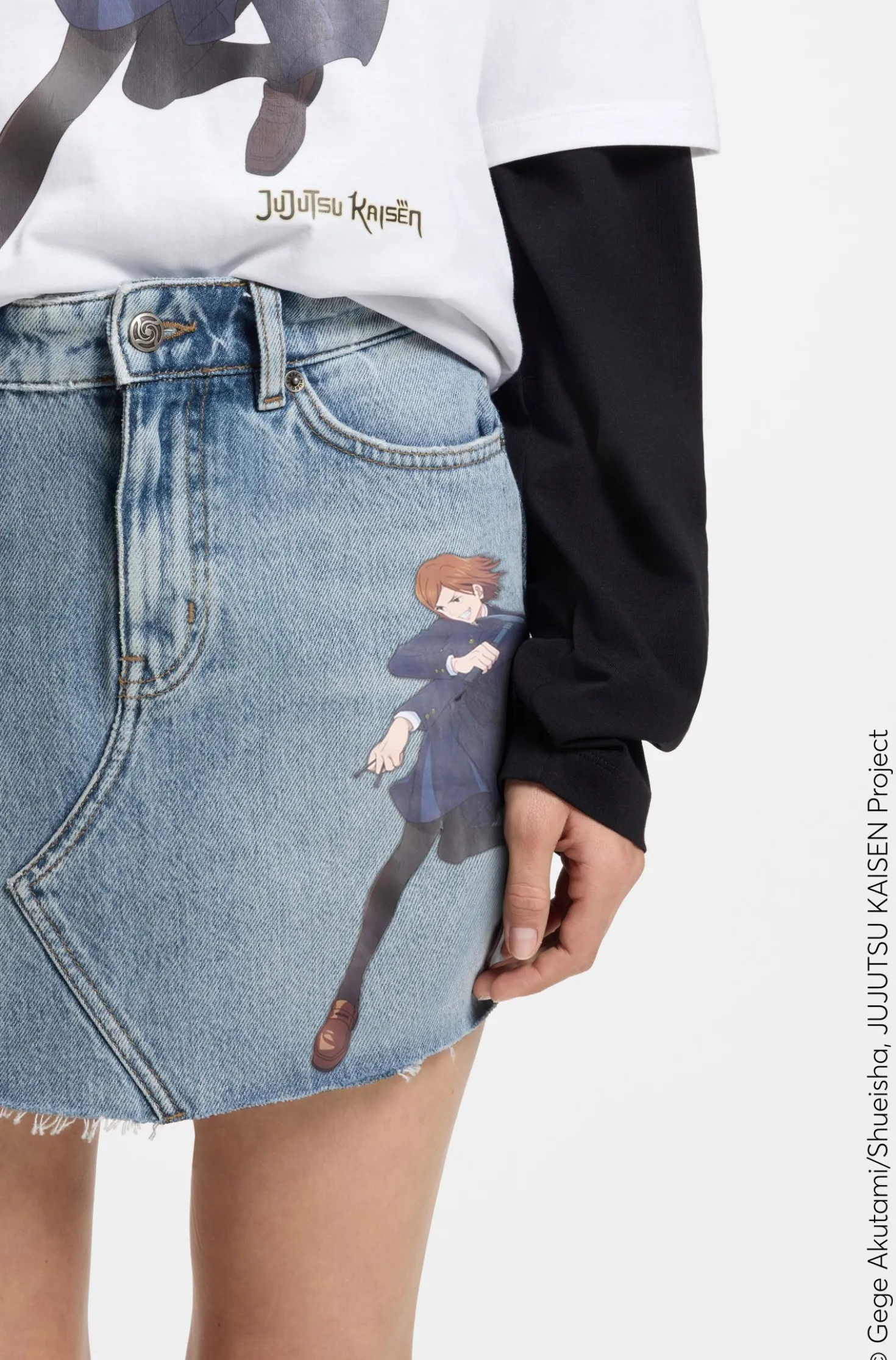 HUGO x Jujutsu Kaisen denim skirt with Nobara print