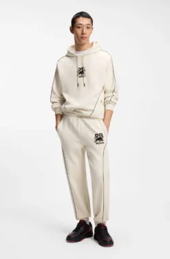 HUGO x RB stretch-cotton hoodie with bull motif
