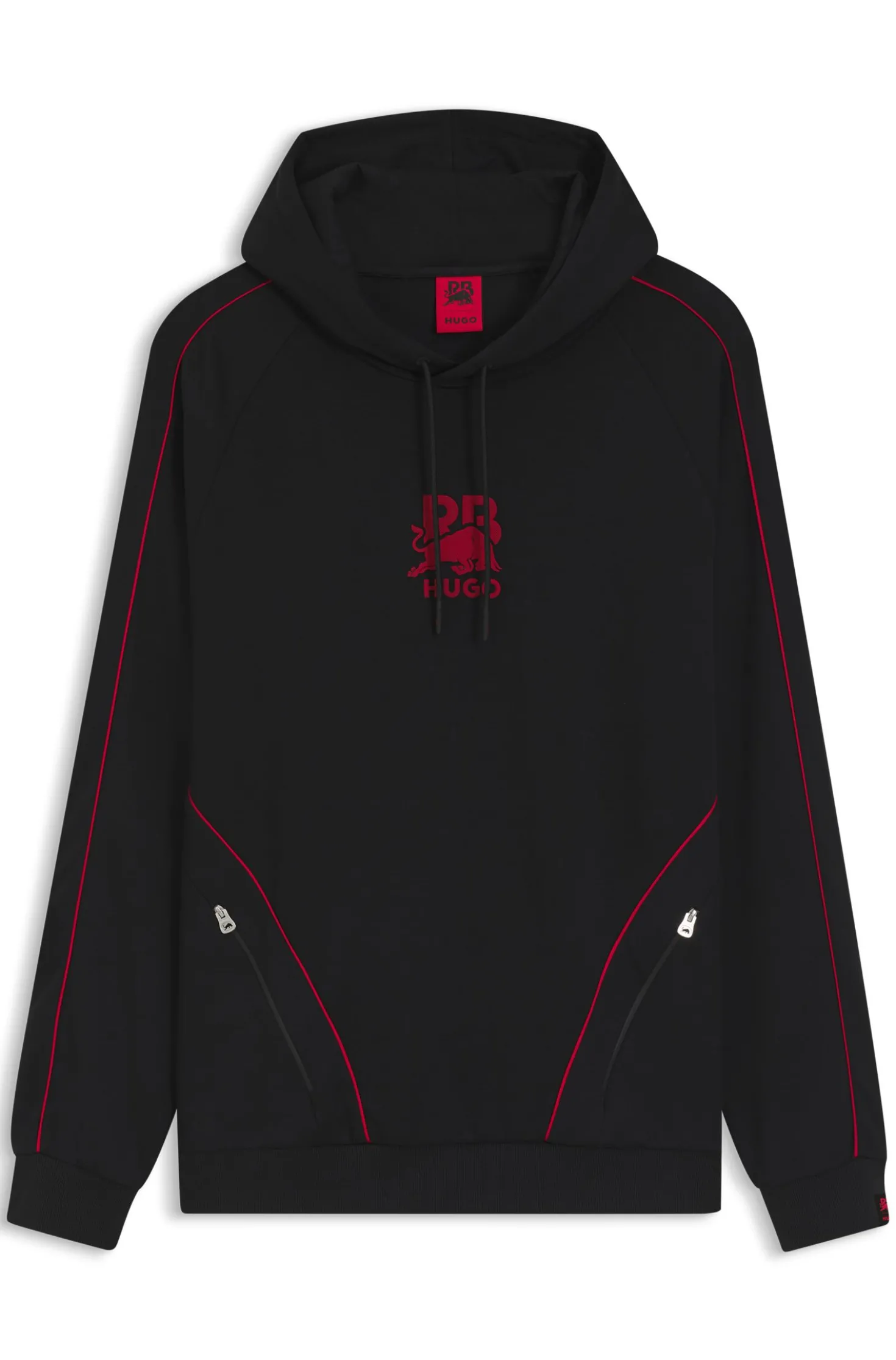 HUGO x RB stretch-cotton hoodie with bull motif