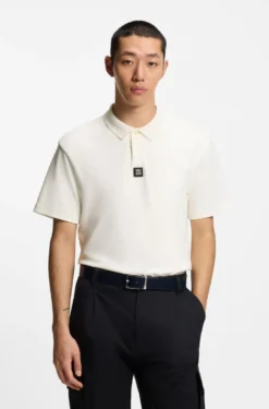 Interlock-cotton polo shirt with stacked logo