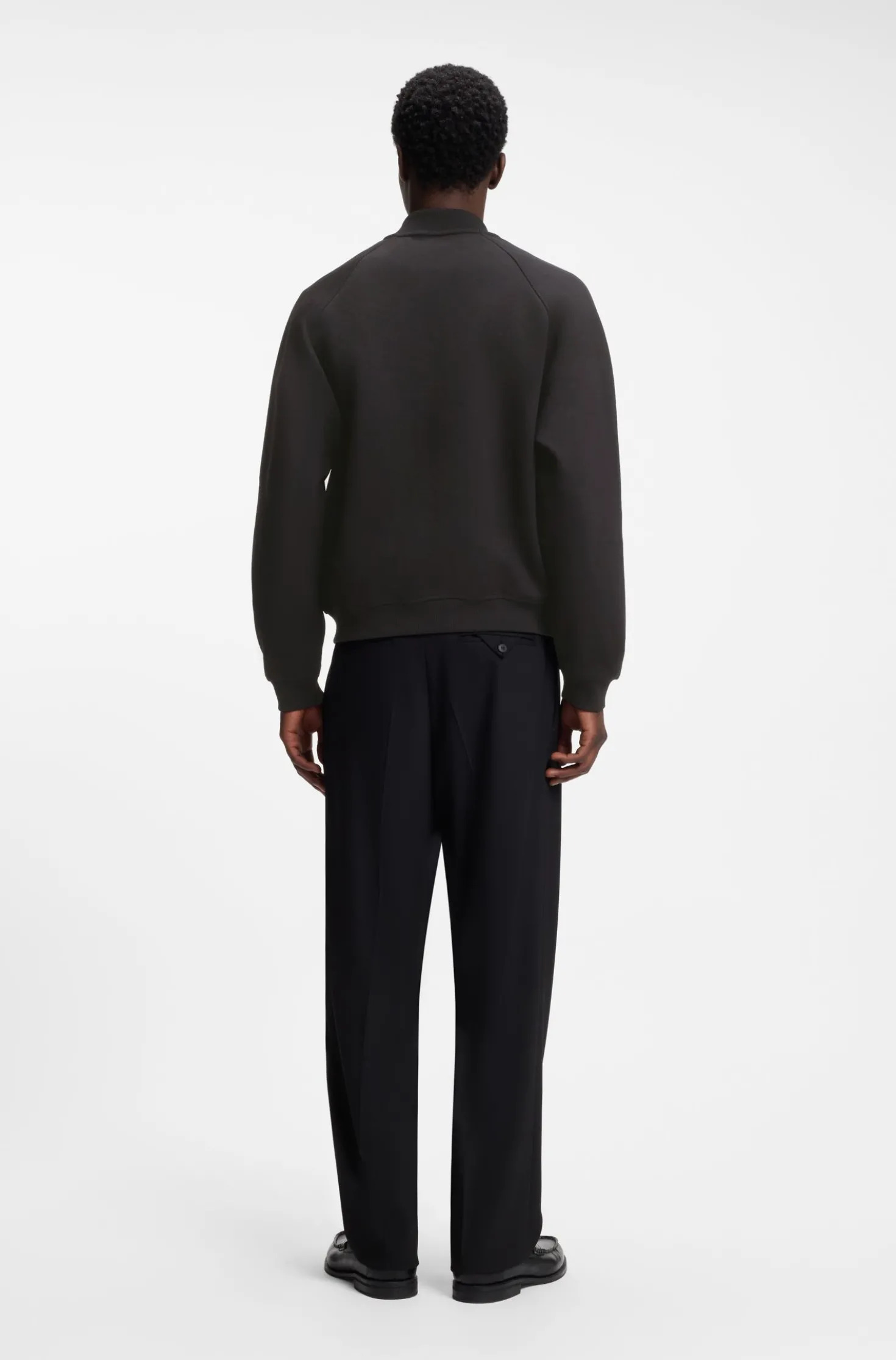 Interlock-jersey bomber jacket with stacked-logo trim